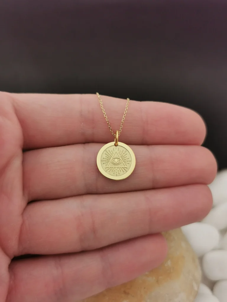 Buy Dainty 14k Solid Gold Third Eye Necklace